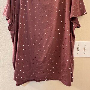 NWT - Wine-Colored Top with Gold Polka Dots – Size 2X